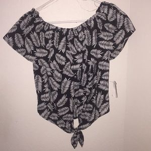 Black and white off the shoulder blouse